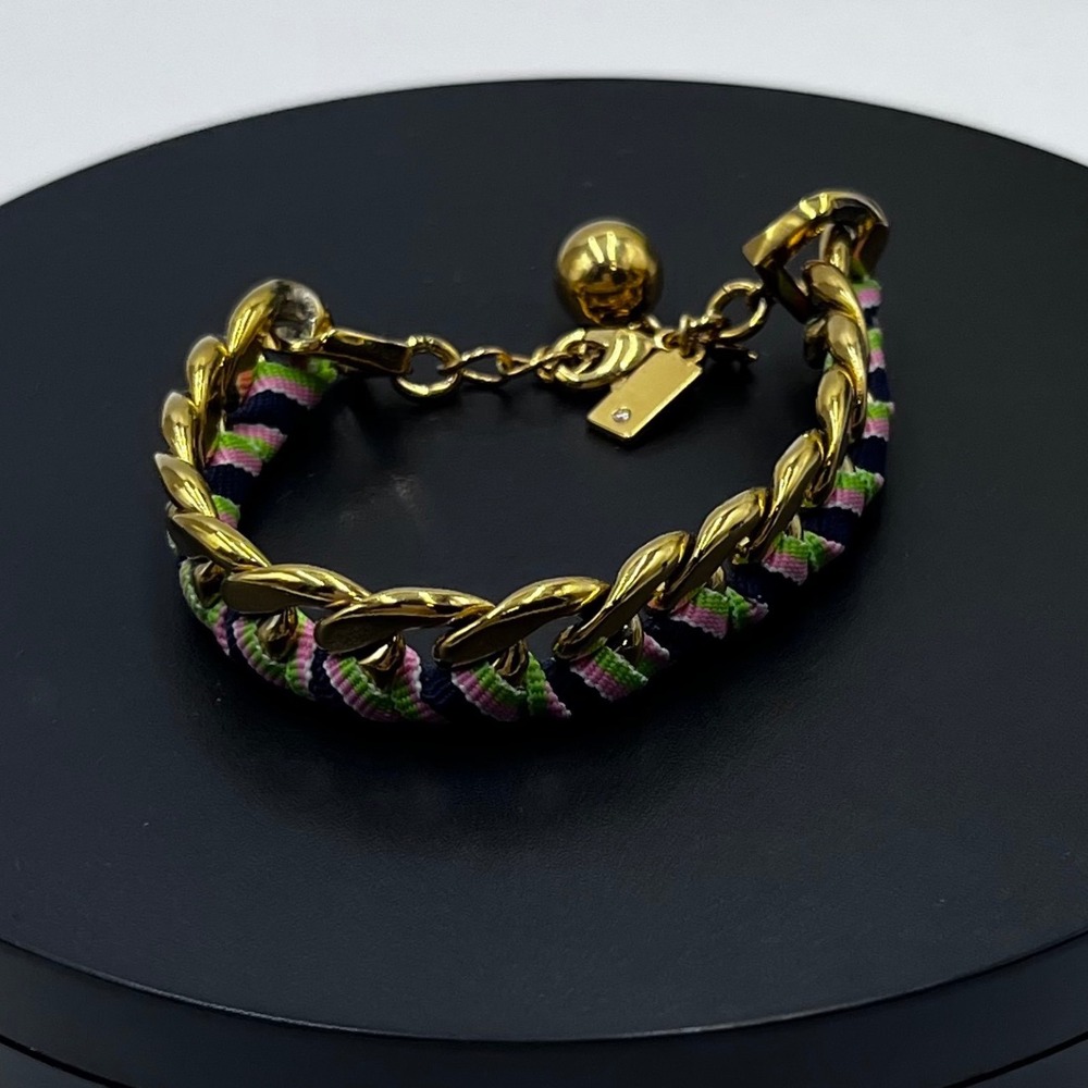 Kate Spade New York "Learn the Ropes" Woven Chain Pink Green White Bracelet